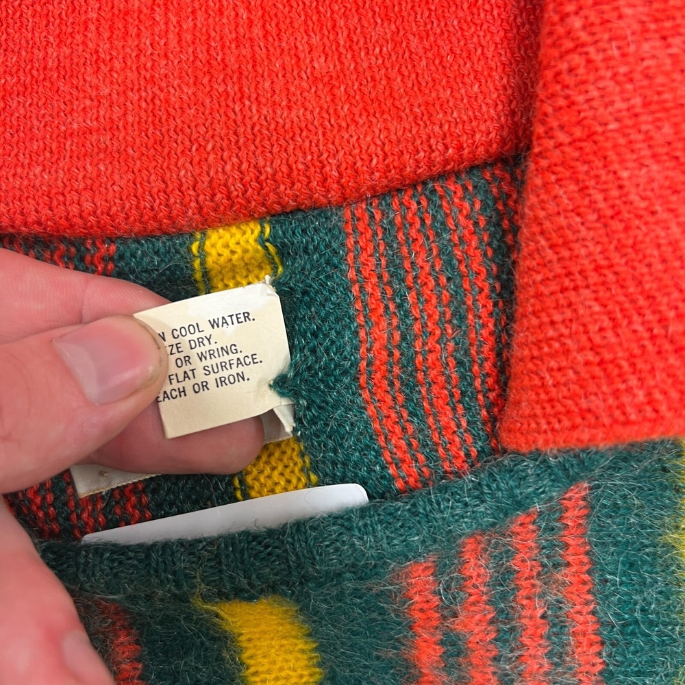 Vintage Herald House Sweater Small Green 1970s Striped Collared‎ - Picture 4 of 8